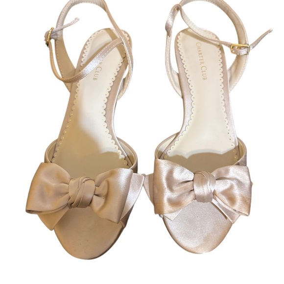 Charter Club Satin Kitty Heel Bow Sandal Size 7.5 - Picture 1 of 13